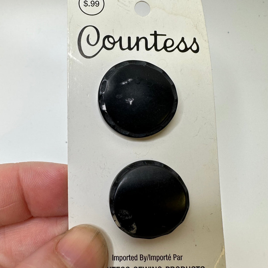 Shank Button - 25MM Plastic - Black - 2 Pack - True Deadstock supplies Fabric by private - Sustainable Textile | FABCYCLE