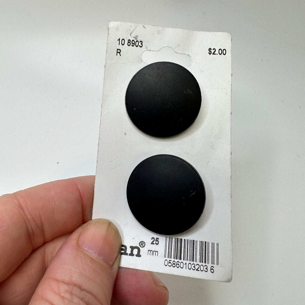 Shank Button - 25MM Plastic - Black - 2 Pack - True Deadstock supplies Fabric by private - Sustainable Textile | FABCYCLE