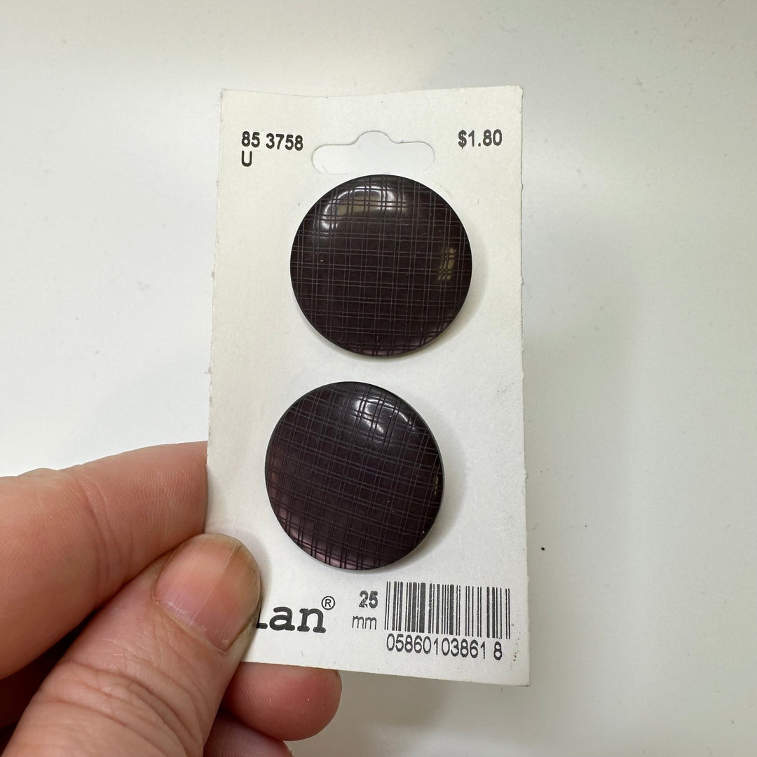 Shank Button - 25MM Plastic - Dark Brown - 2 Pack - True Deadstock supplies Fabric by private - Sustainable Textile | FABCYCLE