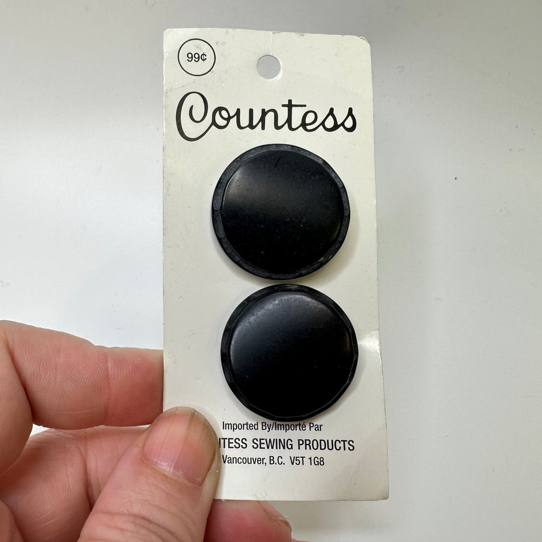 Shank Button - 30MM Plastic - Black - 2 Pack - True Deadstock supplies Fabric by private - Sustainable Textile | FABCYCLE