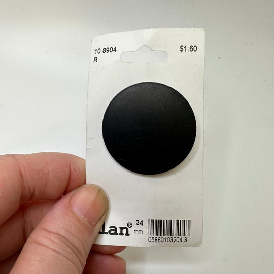 Shank Button - 34MM Plastic - Black - True Deadstock supplies Fabric by private - Sustainable Textile | FABCYCLE
