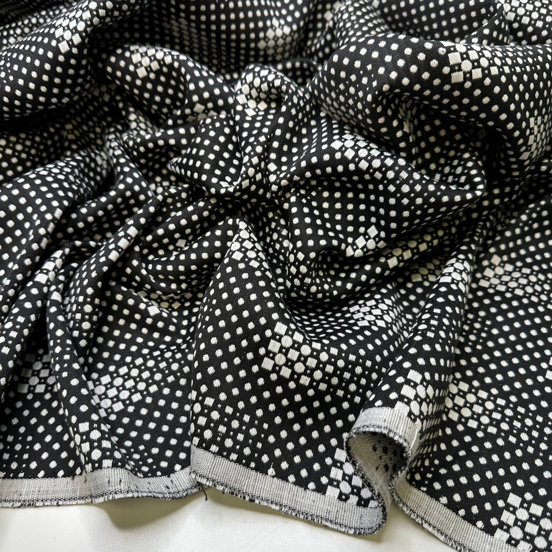 Shifting Sands Of Time - Jacquard Cotton Blend Woven - White/Black Geometric - 1.65M Bundle - True Deadstock fabric Fabric by private - Sustainable Textile | FABCYCLE