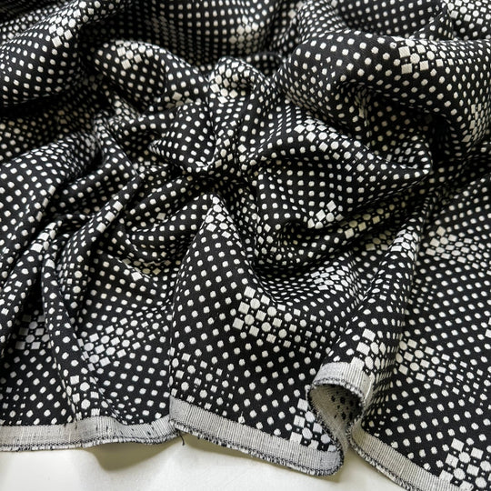 Shifting Sands Of Time - Jacquard Cotton Blend Woven - White/Black Geometric - 1.65M Bundle - True Deadstock fabric Fabric by private - Sustainable Textile | FABCYCLE