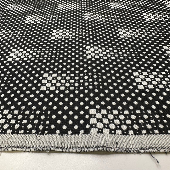 Shifting Sands Of Time - Jacquard Cotton Blend Woven - White/Black Geometric - 1.65M Bundle - True Deadstock fabric Fabric by private - Sustainable Textile | FABCYCLE