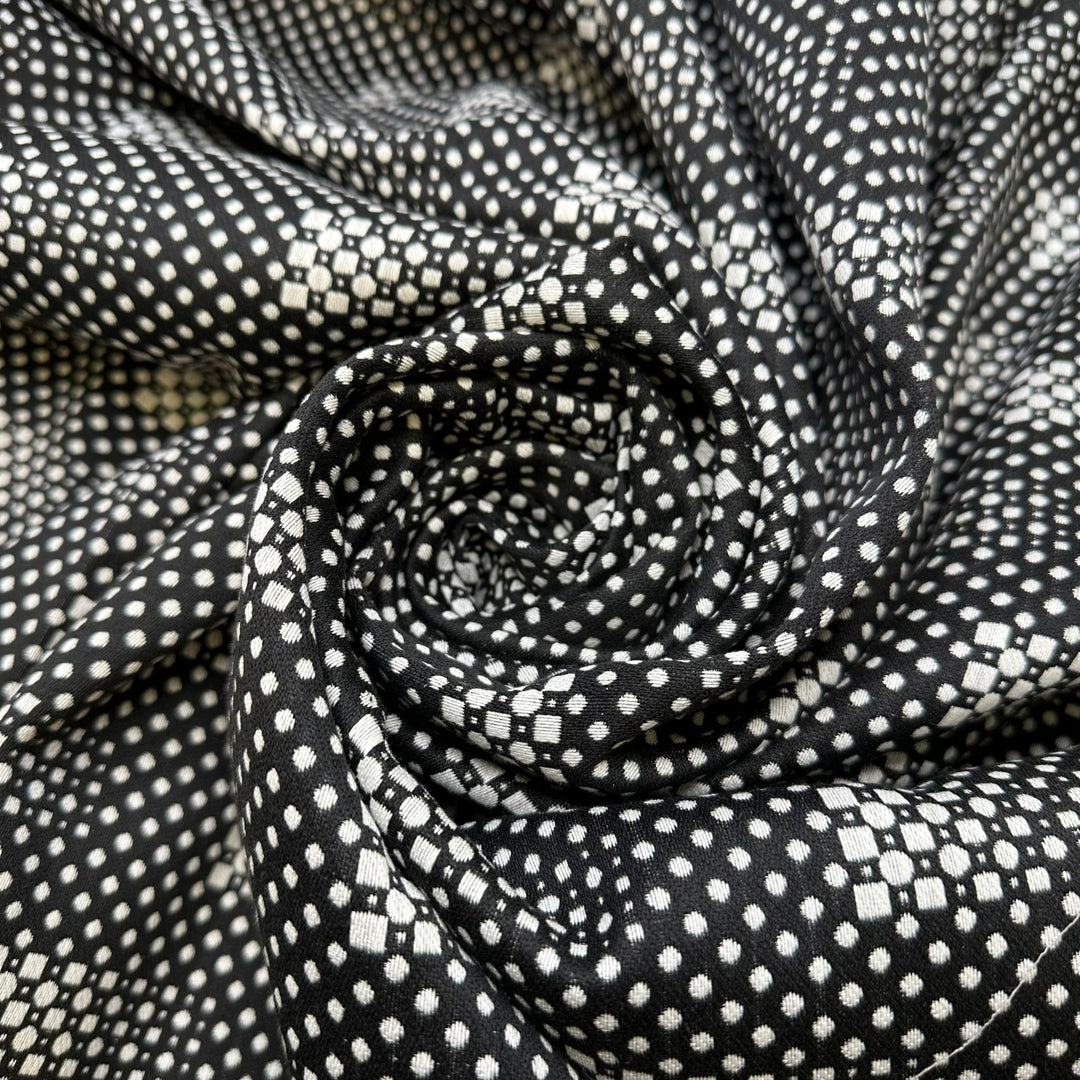Shifting Sands Of Time - Jacquard Cotton Blend Woven - White/Black Geometric - 1.65M Bundle - True Deadstock fabric Fabric by private - Sustainable Textile | FABCYCLE