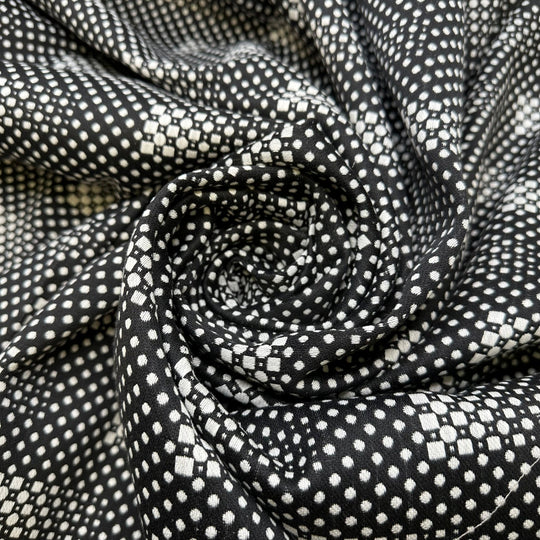 Shifting Sands Of Time - Jacquard Cotton Blend Woven - White/Black Geometric - 1.65M Bundle - True Deadstock fabric Fabric by private - Sustainable Textile | FABCYCLE