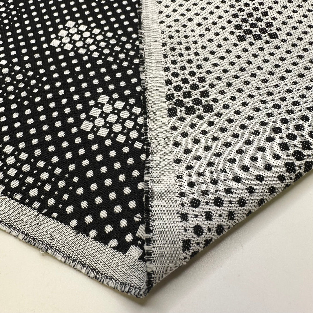 Shifting Sands Of Time - Jacquard Cotton Blend Woven - White/Black Geometric - 1.65M Bundle - True Deadstock fabric Fabric by private - Sustainable Textile | FABCYCLE