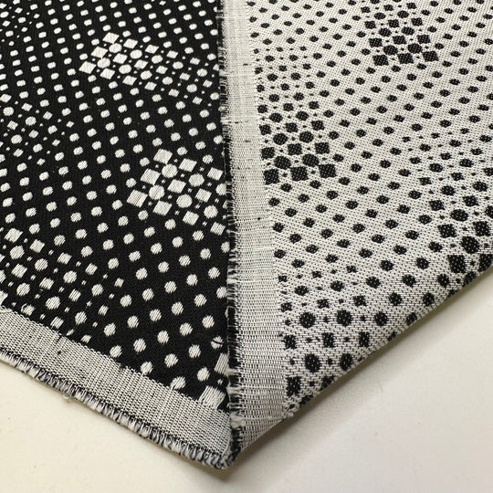 Shifting Sands Of Time - Jacquard Cotton Blend Woven - White/Black Geometric - 1.65M Bundle - True Deadstock fabric Fabric by private - Sustainable Textile | FABCYCLE