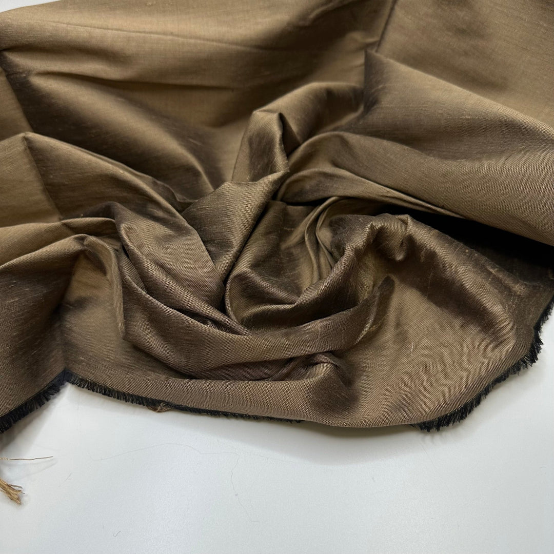 Shimming My Way To New Me - Taffeta Silk Blend Woven - Brown - 0.7M Bundle - True Deadstock fabric Fabric by private - Sustainable Textile | FABCYCLE