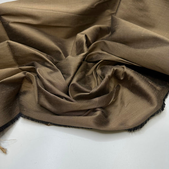 Shimming My Way To New Me - Taffeta Silk Blend Woven - Brown - 0.7M Bundle - True Deadstock fabric Fabric by private - Sustainable Textile | FABCYCLE