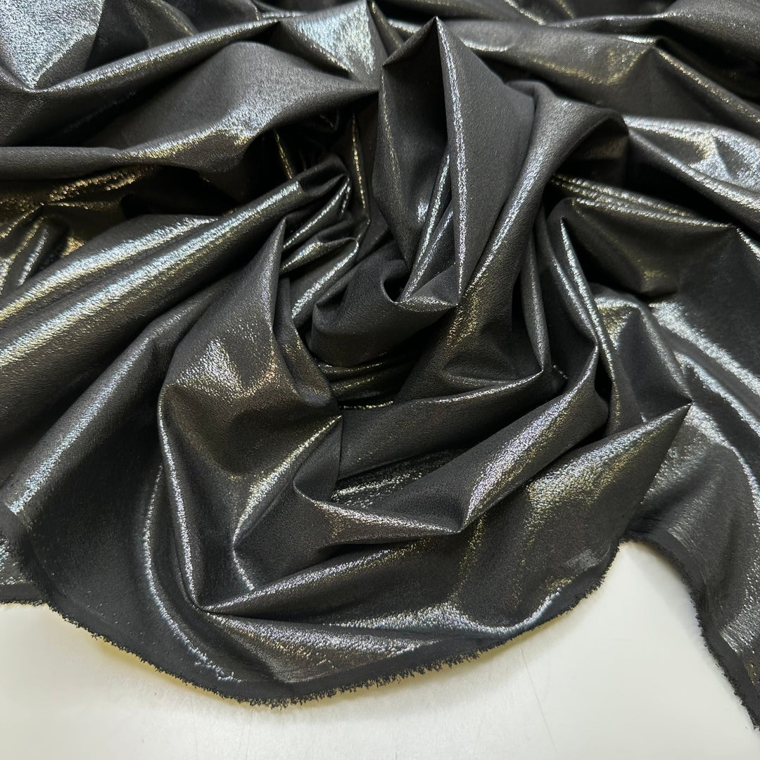 Shining Scales - Metallic Polyester Blend Woven - Dark Grey/Black - Bundles - True Deadstock fabric Fabric by private - Sustainable Textile | FABCYCLE