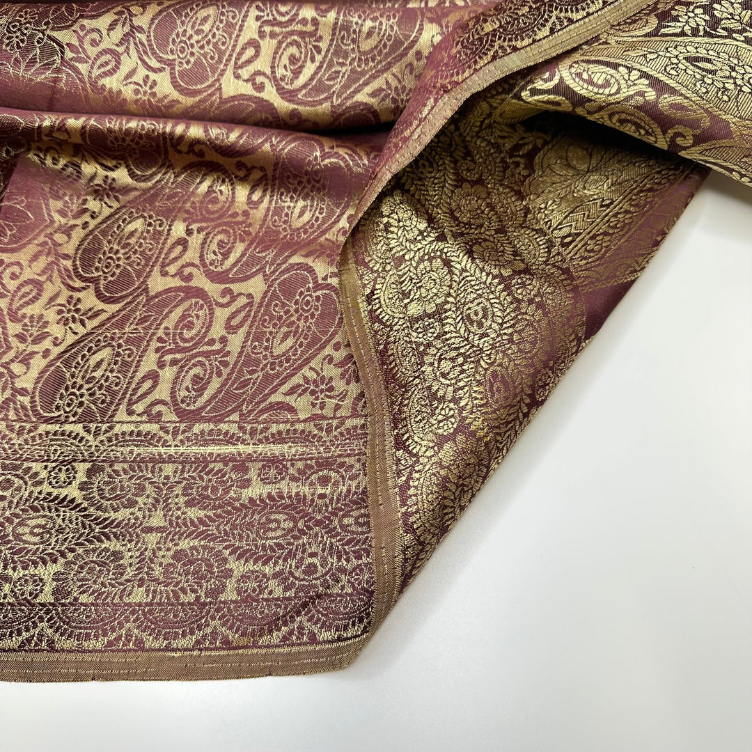 Shiny New Beginnings - Jacquard Satin Poly Woven - Gold/Burgundy Paisley - 0.7M Bundle - True Deadstock fabric Fabric by private - Sustainable Textile | FABCYCLE