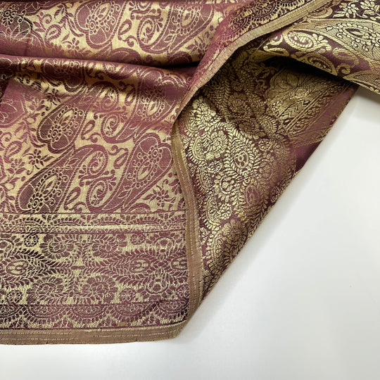 Shiny New Beginnings - Jacquard Satin Poly Woven - Gold/Burgundy Paisley - 0.7M Bundle - True Deadstock fabric Fabric by private - Sustainable Textile | FABCYCLE