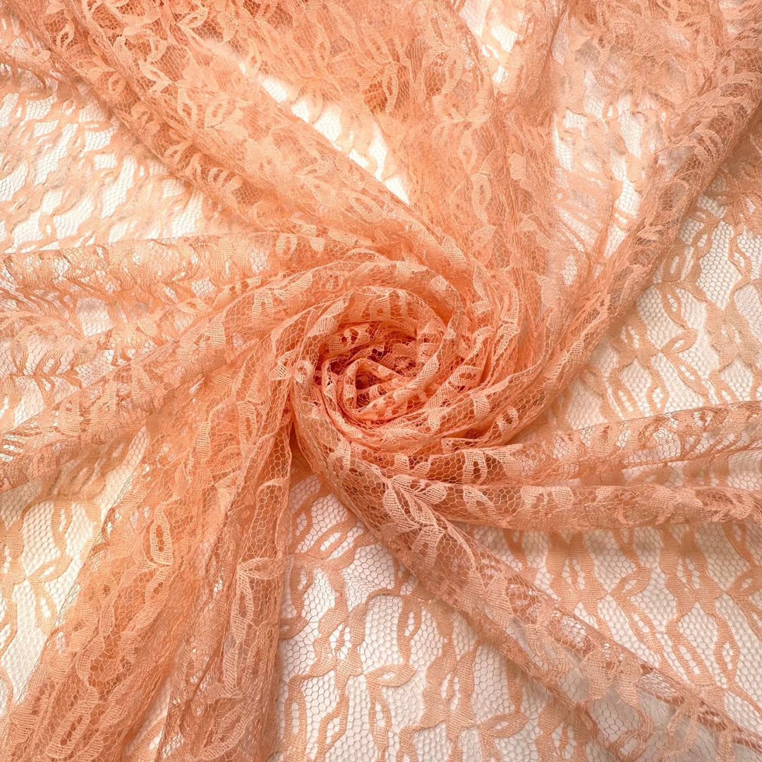Should I Make A Dress Or A Costume - Lace Polyester Blend Knit - Light Pink Floral - 1.5M Bundle - True Deadstock fabric Fabric by private - Sustainable Textile | FABCYCLE