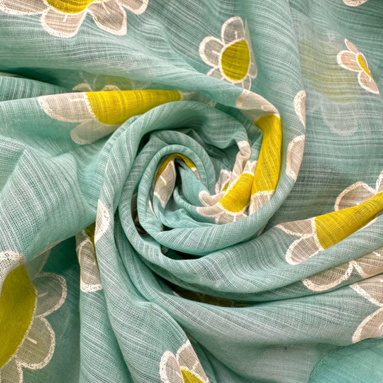 Shower Cap - Vintage Synthetic Blend Woven - Light Blue Multi Floral - 1.85M Bundle - True Deadstock fabric Fabric by private - Sustainable Textile | FABCYCLE