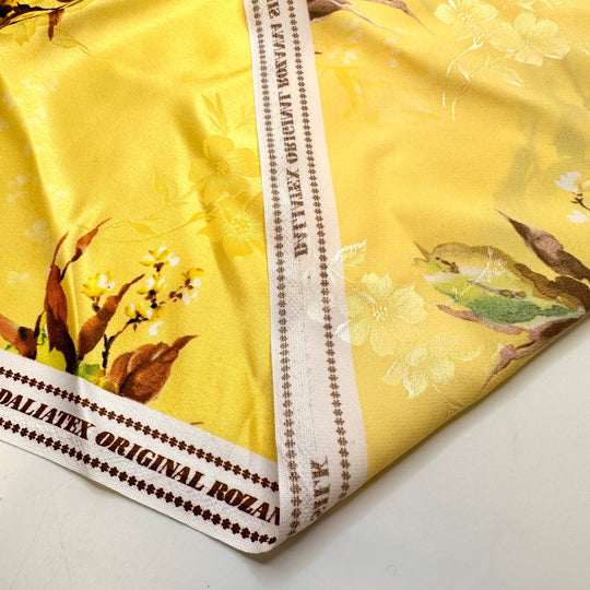Showstopper - Satin Acrylic/Silk Woven - Yellow Multi Floral - 4.5M Bundle - True Deadstock fabric Fabric by private - Sustainable Textile | FABCYCLE
