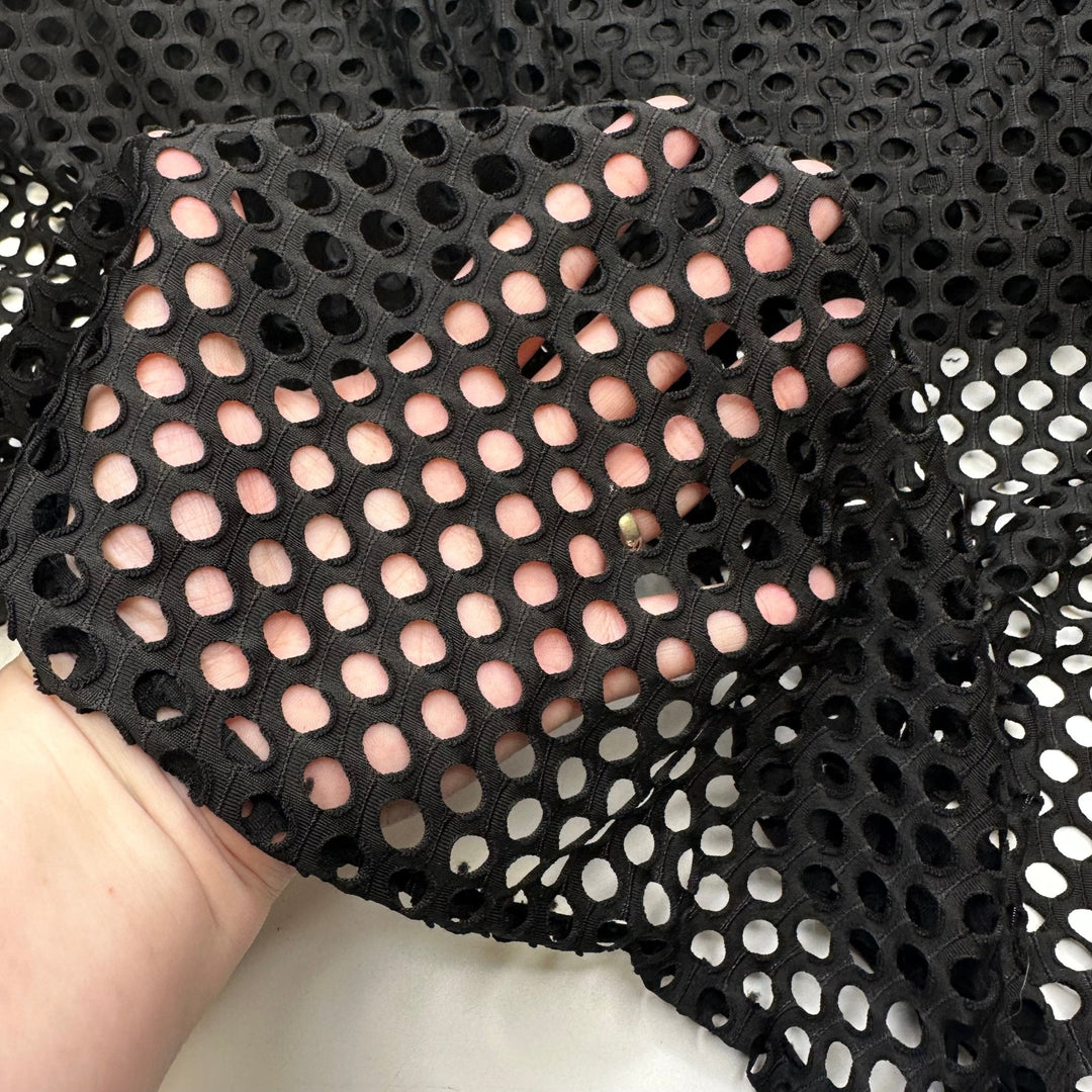 Shut Your Pie Hole - Mesh Synthetic Blend Knit - Black - 2.6M Bundle - True Deadstock fabric Fabric by private - Sustainable Textile | FABCYCLE