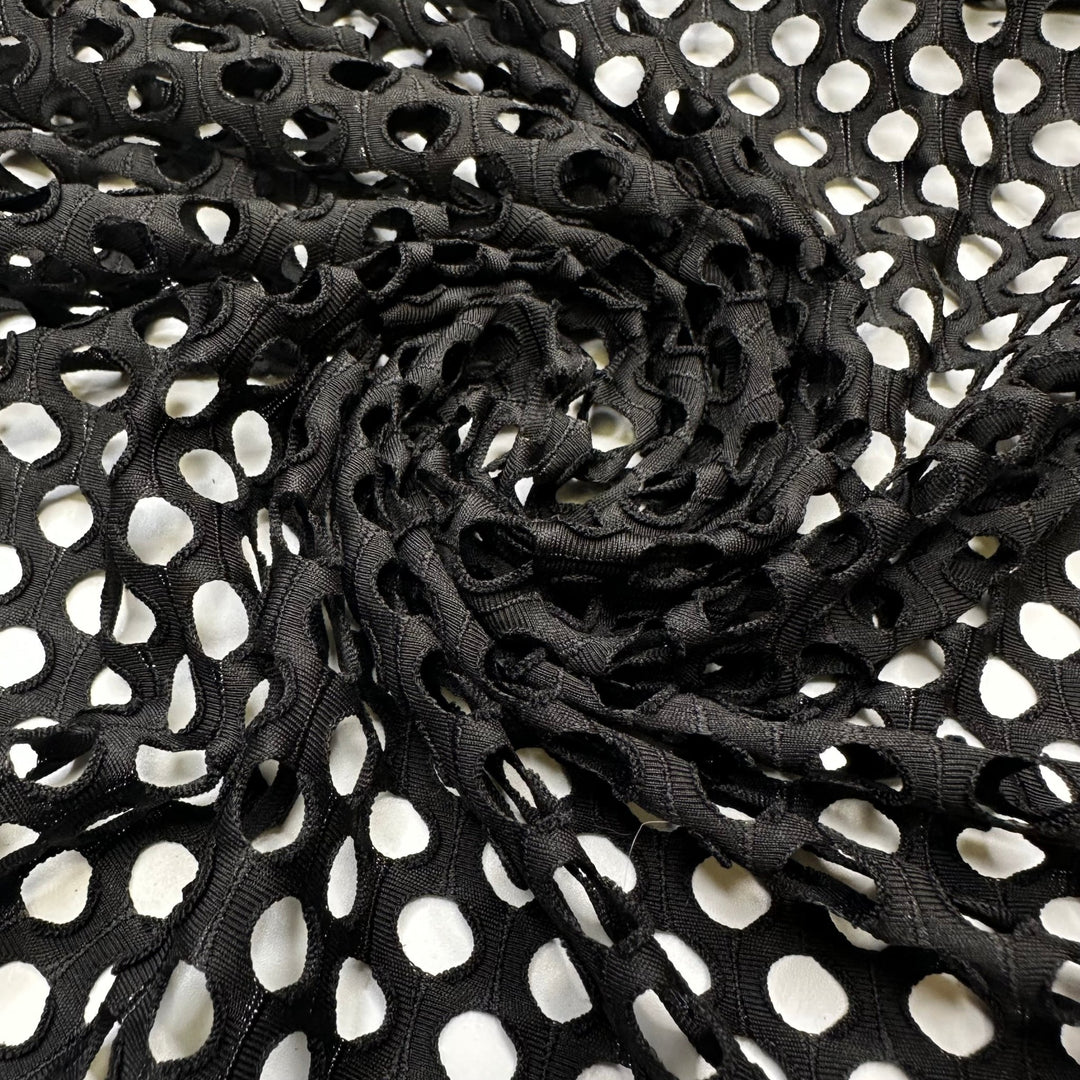 Shut Your Pie Hole - Mesh Synthetic Blend Knit - Black - 2.6M Bundle - True Deadstock fabric Fabric by private - Sustainable Textile | FABCYCLE