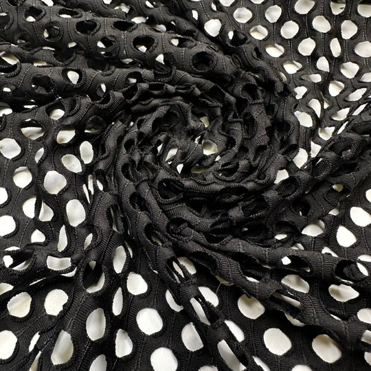Shut Your Pie Hole - Mesh Synthetic Blend Knit - Black - 2.6M Bundle - True Deadstock fabric Fabric by private - Sustainable Textile | FABCYCLE