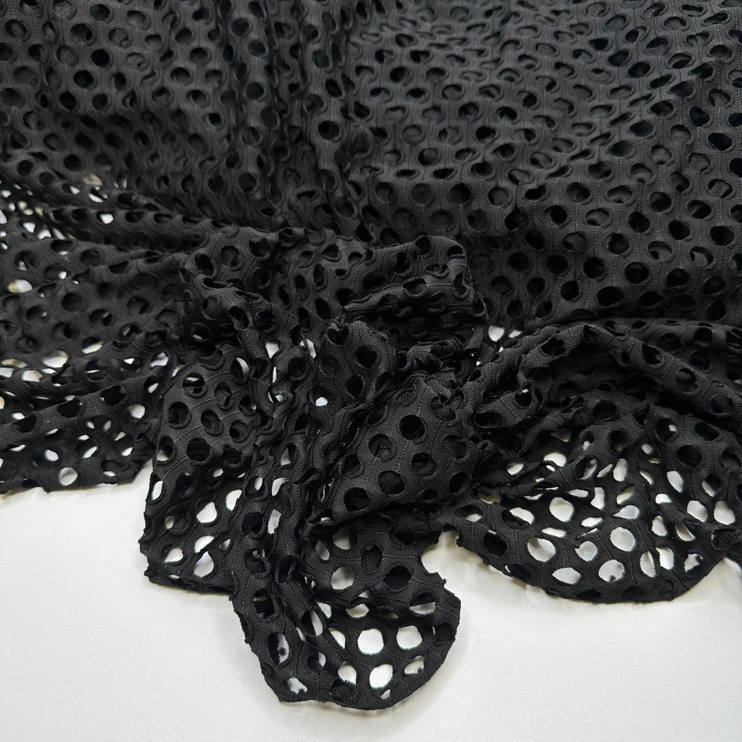 Shut Your Pie Hole - Mesh Synthetic Blend Knit - Black - 2.6M Bundle - True Deadstock fabric Fabric by private - Sustainable Textile | FABCYCLE