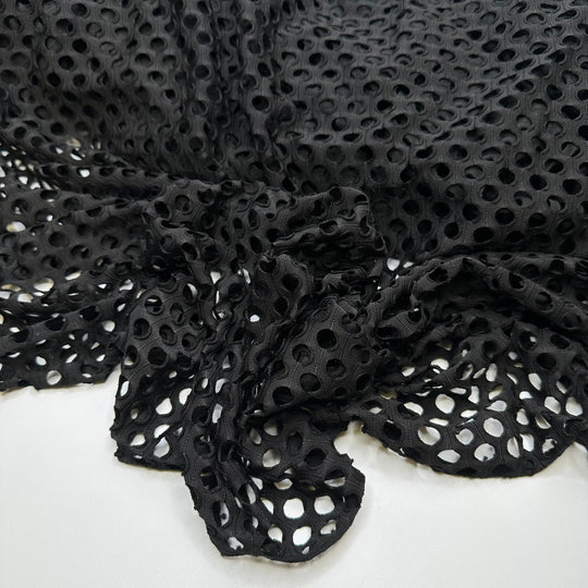 Shut Your Pie Hole - Mesh Synthetic Blend Knit - Black - 2.6M Bundle - True Deadstock fabric Fabric by private - Sustainable Textile | FABCYCLE