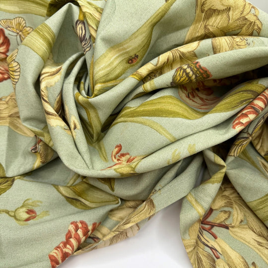 Sign Language Is Pretty Handy - Polyester Blend Woven - Blue Multi Floral - 2M Bundle - True Deadstock fabric Fabric by private - Sustainable Textile | FABCYCLE