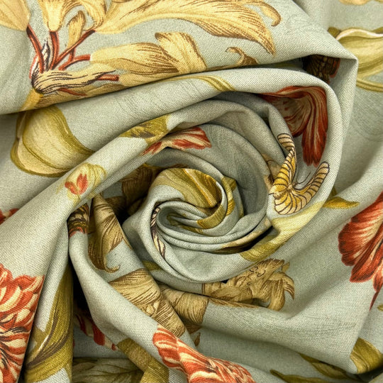 Sign Language Is Pretty Handy - Polyester Blend Woven - Blue Multi Floral - 2M Bundle - True Deadstock fabric Fabric by private - Sustainable Textile | FABCYCLE