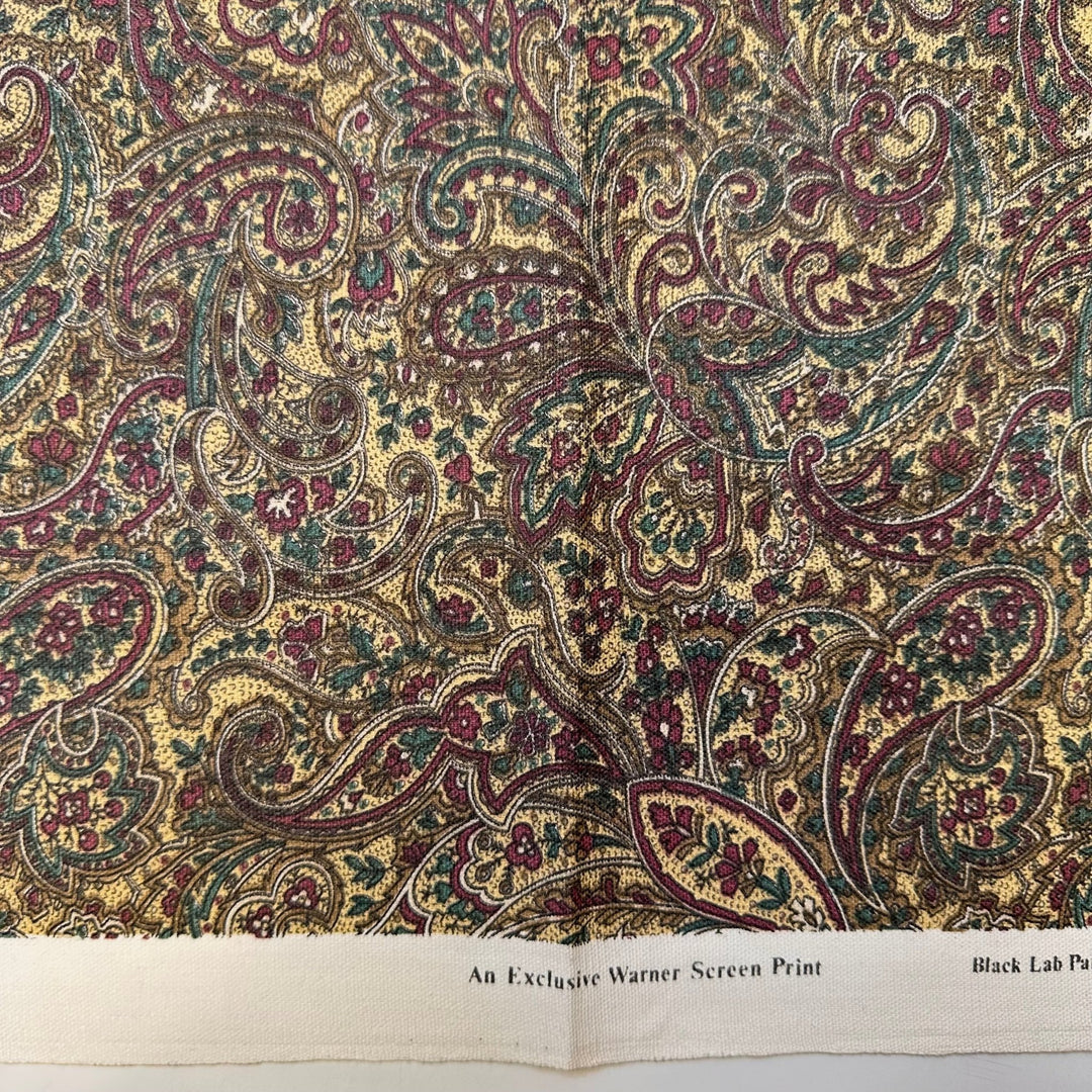 Signing The Guest Book - Screen Printed Vintage Cotton Woven - Dark Cream Multi Paisley - 1.15M Bundle - True Deadstock fabric Fabric by private - Sustainable Textile | FABCYCLE