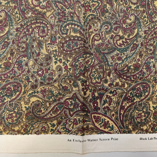 Signing The Guest Book - Screen Printed Vintage Cotton Woven - Dark Cream Multi Paisley - 1.15M Bundle - True Deadstock fabric Fabric by private - Sustainable Textile | FABCYCLE