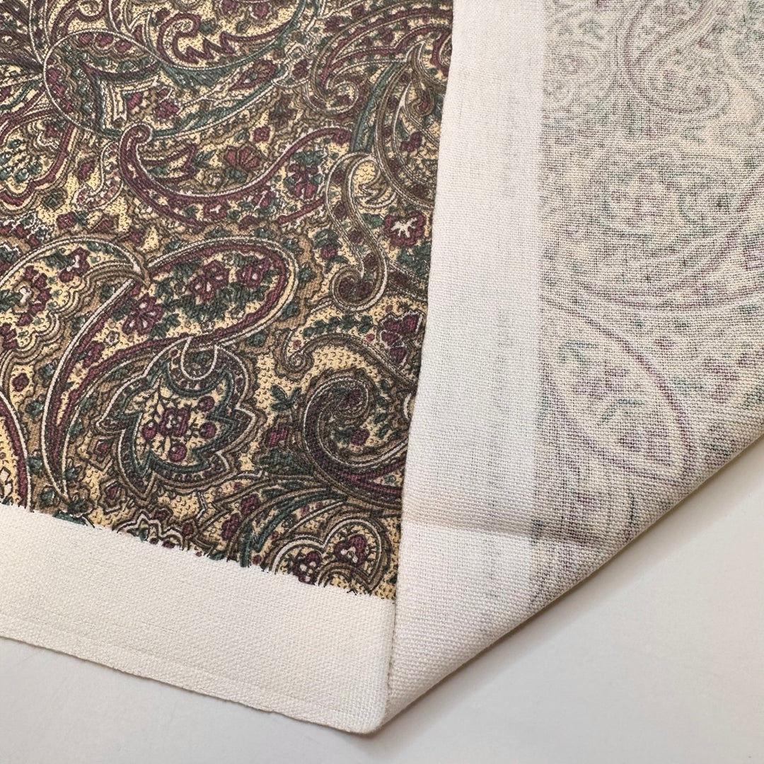 Signing The Guest Book - Screen Printed Vintage Cotton Woven - Dark Cream Multi Paisley - 1.15M Bundle - True Deadstock fabric Fabric by private - Sustainable Textile | FABCYCLE
