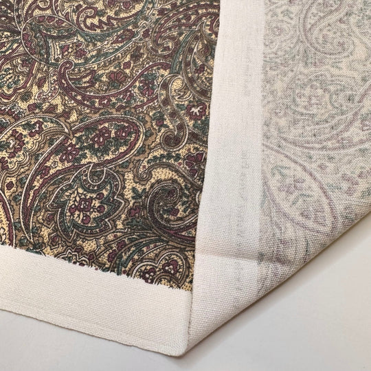 Signing The Guest Book - Screen Printed Vintage Cotton Woven - Dark Cream Multi Paisley - 1.15M Bundle - True Deadstock fabric Fabric by private - Sustainable Textile | FABCYCLE