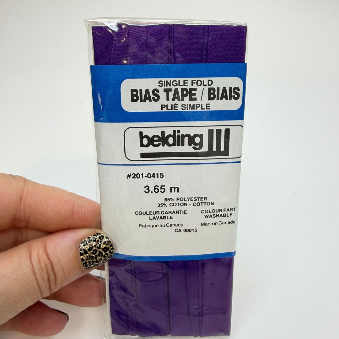 ½" Single Fold Woven Belding Bias Tape - Dark Purple - 3.65M Package - True Deadstock supplies Fabric by private - Sustainable Textile | FABCYCLE