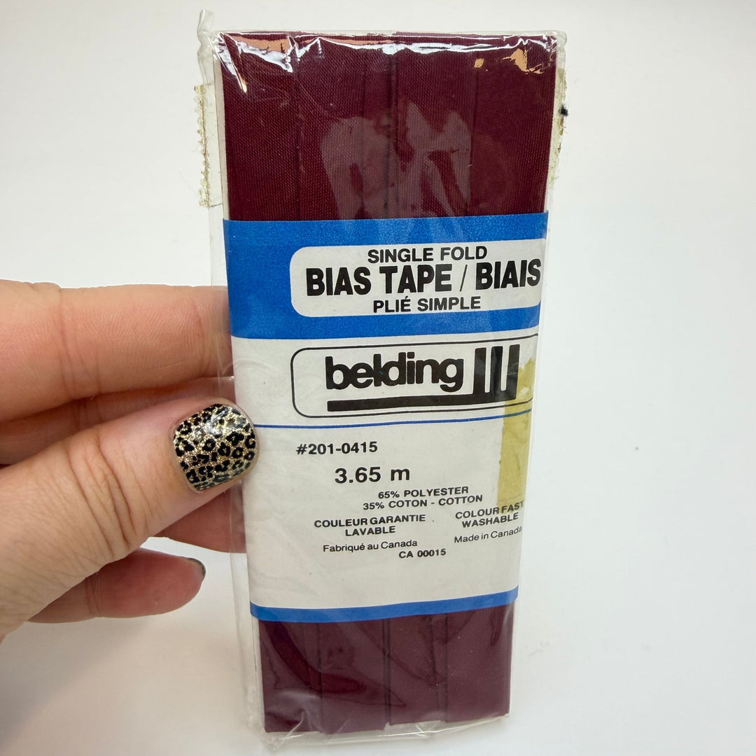 ½" Single Fold Woven Belding Bias Tape - Dark Red - 2.75M Package - True Deadstock supplies Fabric by private - Sustainable Textile | FABCYCLE