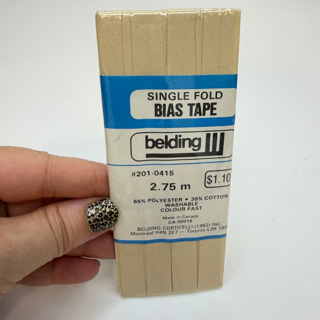 ½" Single Fold Woven Belding Bias Tape - Light Beige - 2.75M Package - True Deadstock supplies Fabric by private - Sustainable Textile | FABCYCLE