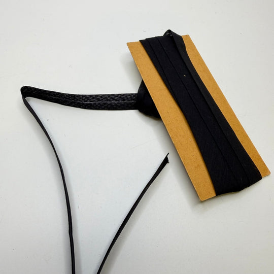 ½" Single Fold Woven Bias Tape - Black - 2M Bundle - True Deadstock supplies Fabric by private - Sustainable Textile | FABCYCLE