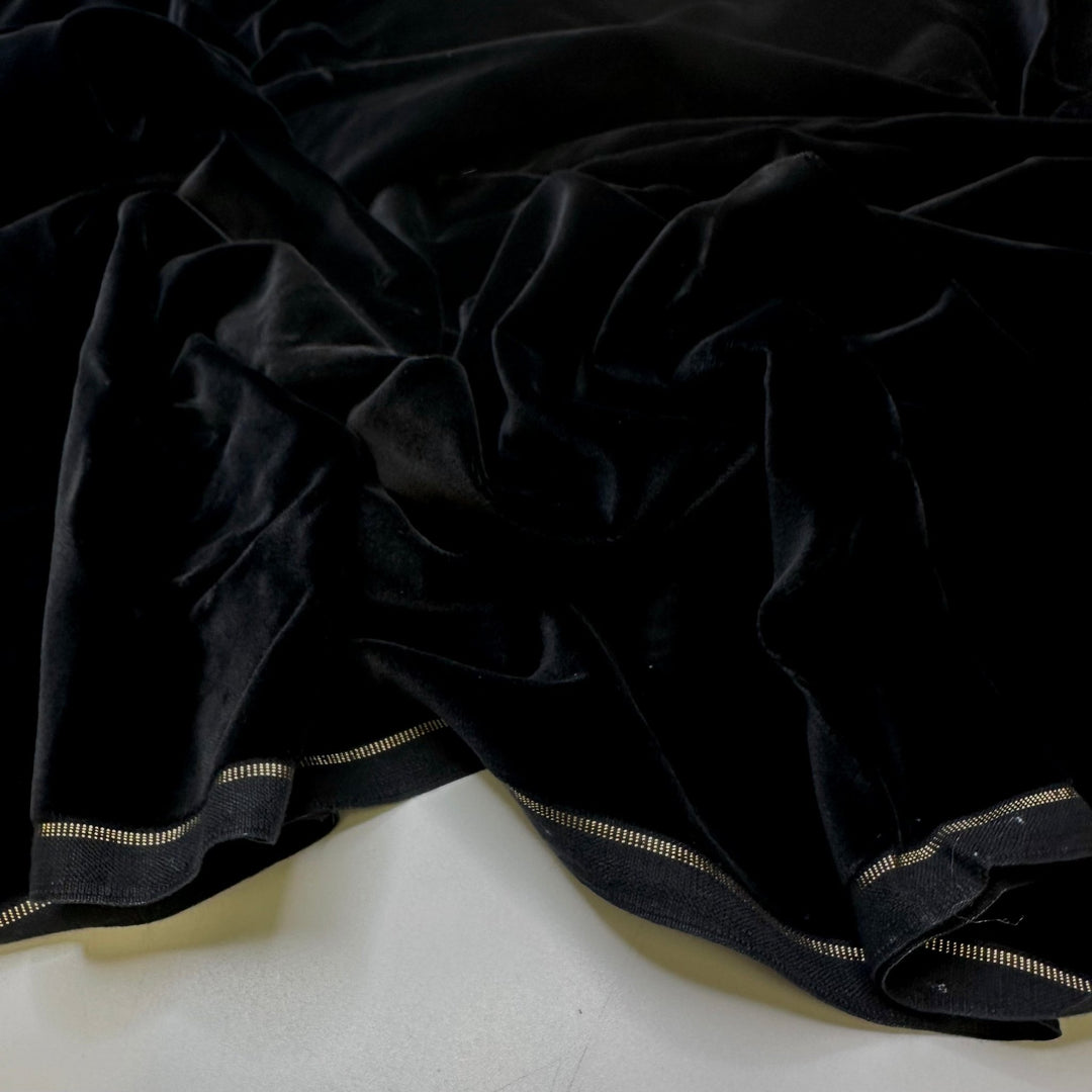 Sinking Into The Couch - Vintage Velvet Cotton Woven - Black - 4.8M Bundle - True Deadstock fabric Fabric by private - Sustainable Textile | FABCYCLE