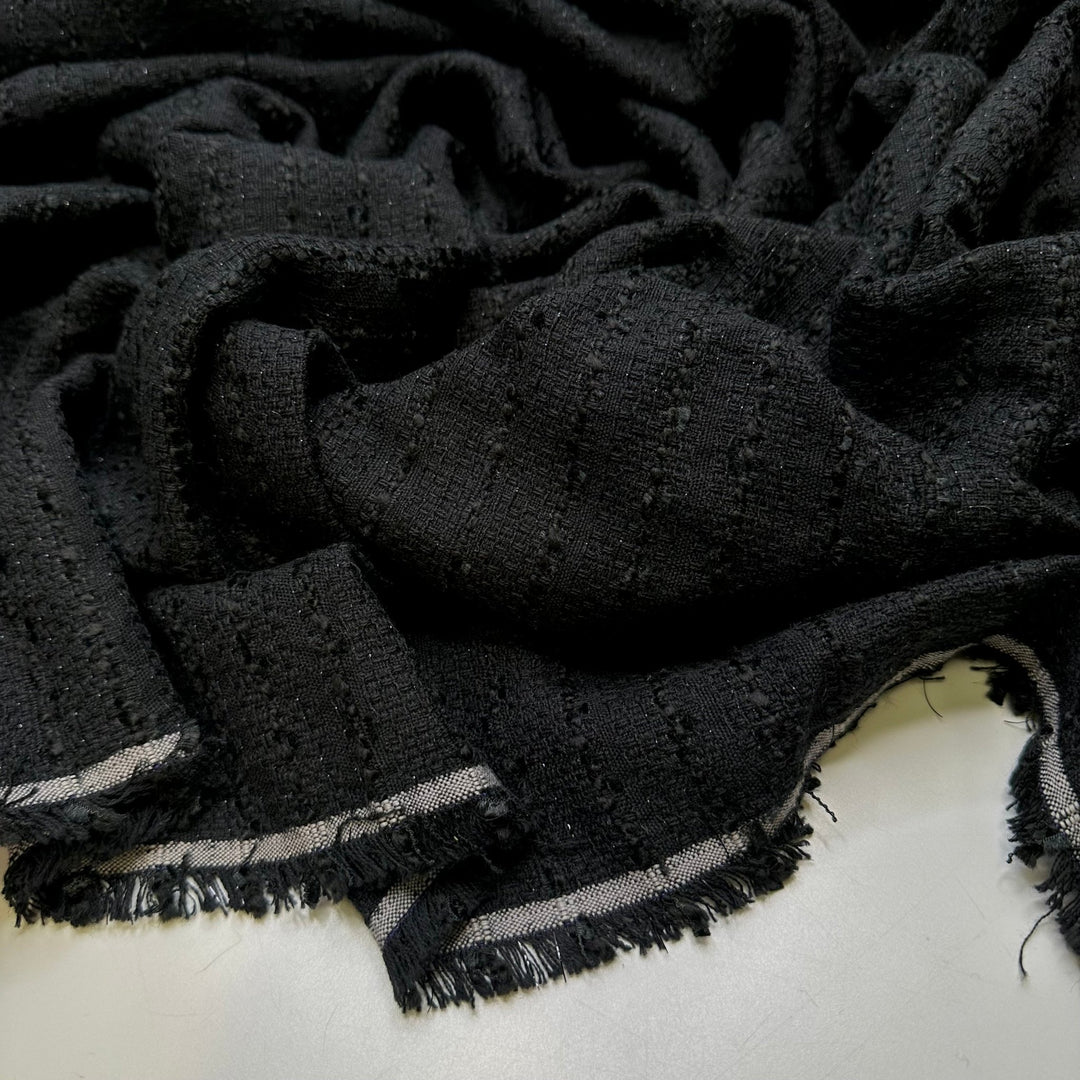 Skipped Stitches - Polyester Blend Woven - Black - 1.75M Bundle - True Deadstock fabric Fabric by private - Sustainable Textile | FABCYCLE