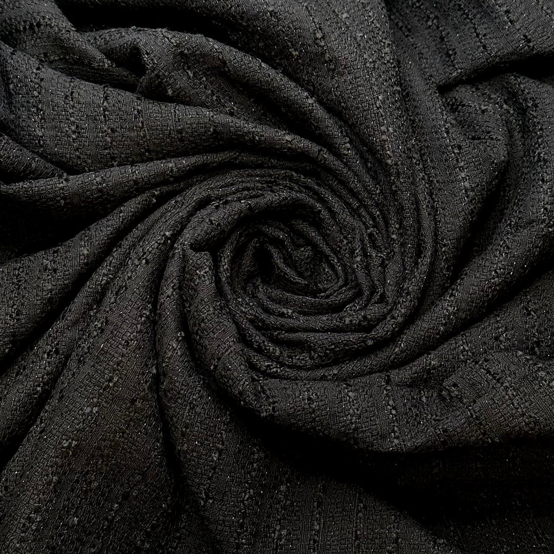 Skipped Stitches - Polyester Blend Woven - Black - 1.75M Bundle - True Deadstock fabric Fabric by private - Sustainable Textile | FABCYCLE