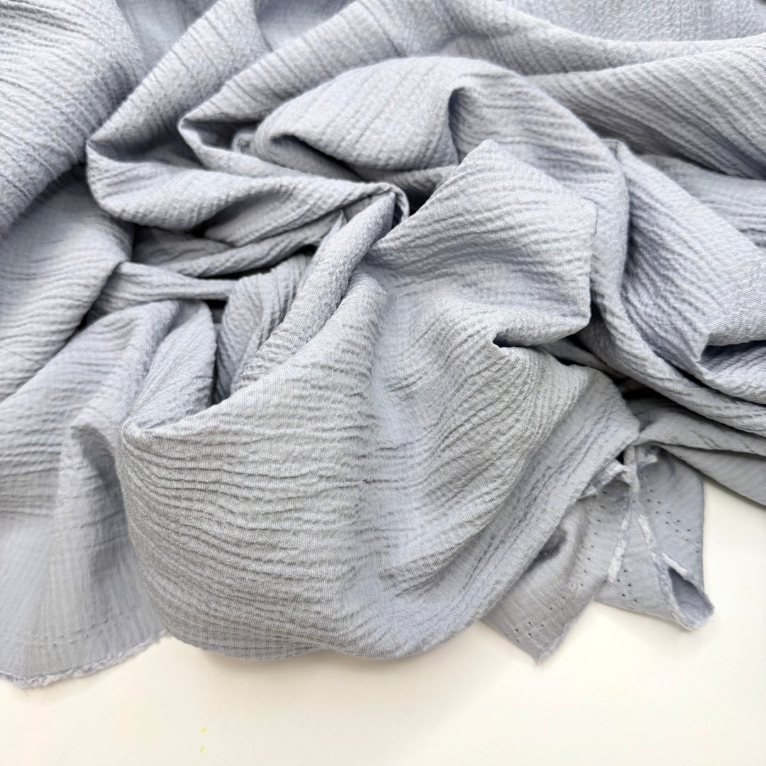 Skipping Rocks On The Lake - Embossed Linen/Poly Woven - Light Grey - 2M Bundle - True Deadstock fabric Fabric by private - Sustainable Textile | FABCYCLE
