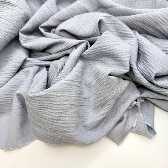 Skipping Rocks On The Lake - Embossed Linen/Poly Woven - Light Grey - 2M Bundle - True Deadstock fabric Fabric by private - Sustainable Textile | FABCYCLE