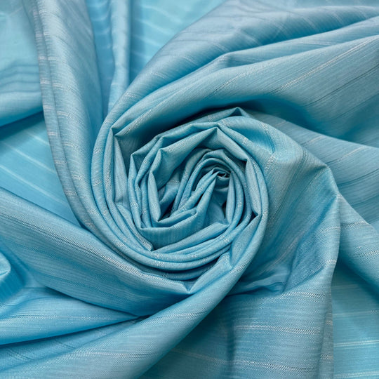 Sky Blue - Polyester Blend Woven - Light Blue Pinstripe - 3M Bundle - True Deadstock fabric Fabric by private - Sustainable Textile | FABCYCLE