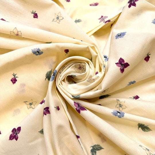 Sleeping On A Flower Bed - Cotton/Poly Woven - Cream Multi Floral - 2.25M Bundle - True Deadstock fabric Fabric by private - Sustainable Textile | FABCYCLE