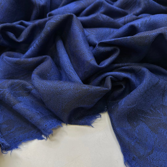 Sleeping On Vacation - Wool Woven - Dark Blue/Black Floral - 1.8M Bundle - True Deadstock fabric Fabric by private - Sustainable Textile | FABCYCLE