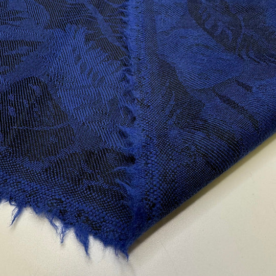 Sleeping On Vacation - Wool Woven - Dark Blue/Black Floral - 1.8M Bundle - True Deadstock fabric Fabric by private - Sustainable Textile | FABCYCLE