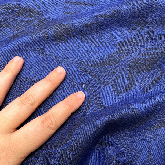 Sleeping On Vacation - Wool Woven - Dark Blue/Black Floral - 1.8M Bundle - True Deadstock fabric Fabric by private - Sustainable Textile | FABCYCLE