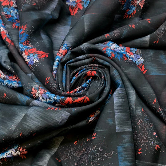 Slide Projector - Poly Woven - Navy Multi Floral - 2.8M Bundle - True Deadstock fabric Fabric by private - Sustainable Textile | FABCYCLE