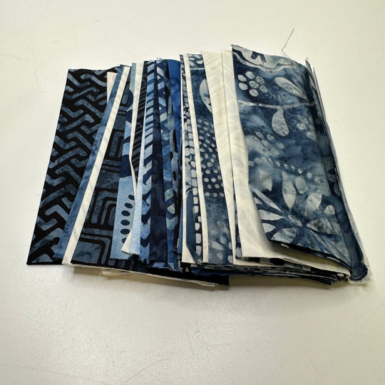 Small Square Batik Quilting Pack - Batik Cotton Woven - Blue Geometric - 10cm x 10cm 30 Piece Pack - True Deadstock fabric Fabric by private - Sustainable Textile | FABCYCLE