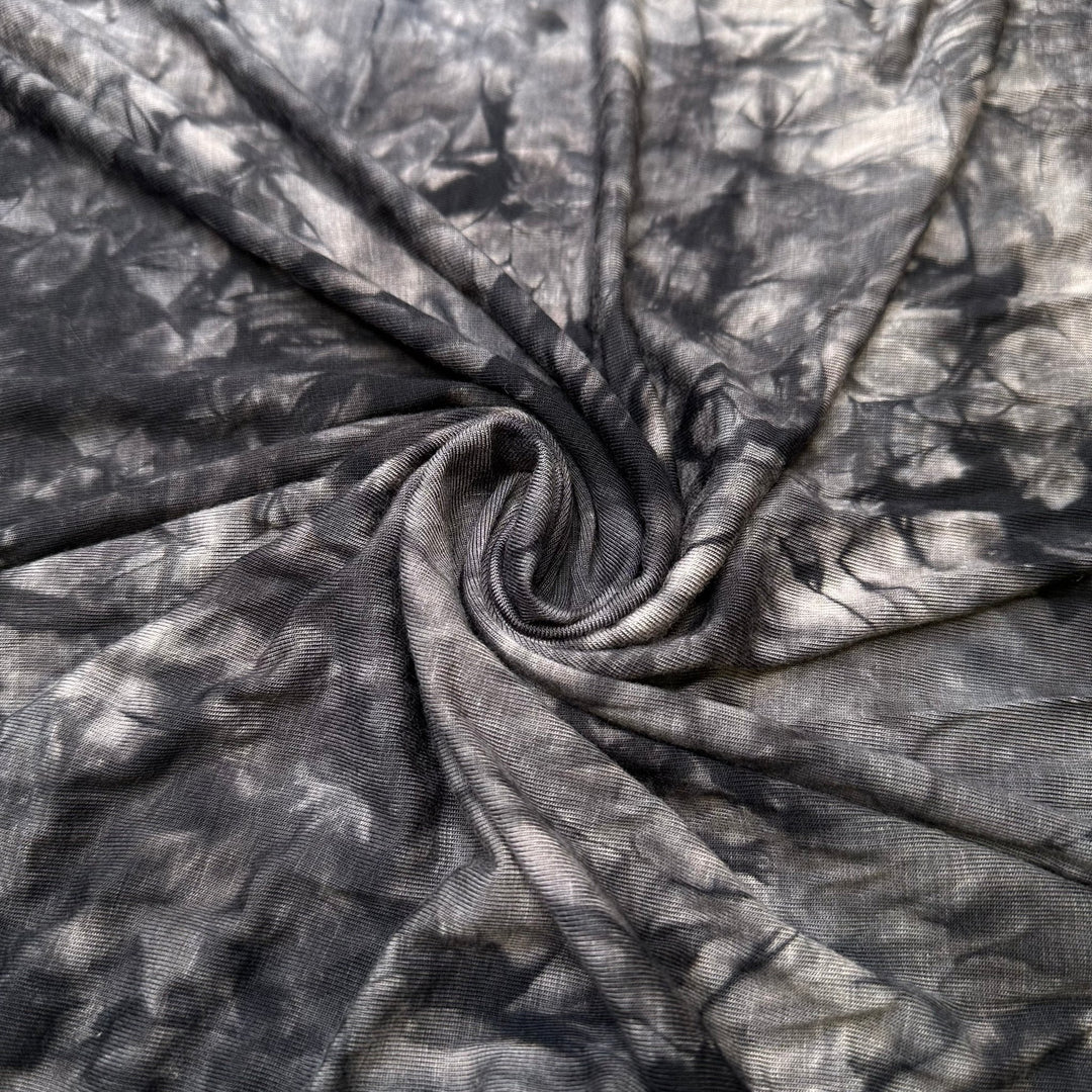 Smoke Signals - Jersey Modal Blend Knit - Grey/Black Tie Dye - Bundles - True Deadstock fabric Fabric by private - Sustainable Textile | FABCYCLE