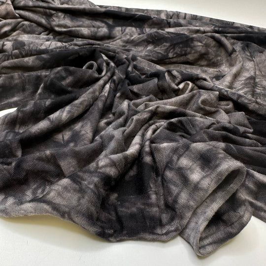 Smoke Signals - Jersey Modal Blend Knit - Grey/Black Tie Dye - Bundles - True Deadstock fabric Fabric by private - Sustainable Textile | FABCYCLE