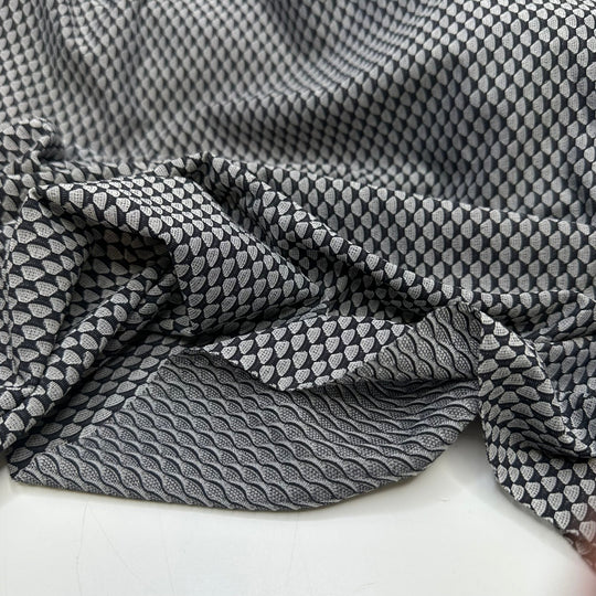 Smooth Disguise - Sport Mesh Poly/Spandex Knit - Grey/Black Geometric - 2M Bundle - True Deadstock fabric Fabric by private - Sustainable Textile | FABCYCLE
